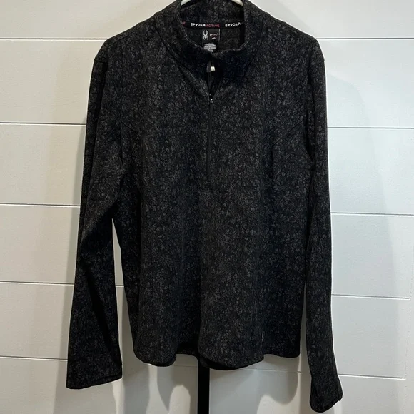 Spyder 1/4 zip Fleece Black Tonal (Abstract) Sweater - XXL - NWT - Picture 5 of 8